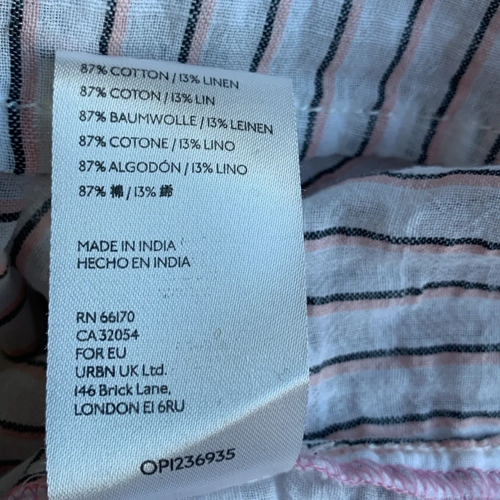 ✨PILCRO BY ANTHROPOLOGIE BRIANNA RUFFLE BOHO STRIPE PEASANT SLEEVE BLOUSE✨ - Picture 7 of 8